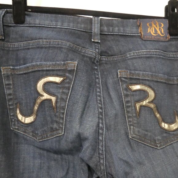 ROCK & REPUBLIC | size 10 | Blue Dark Wash Flare Jeans - Picture 11 of 16